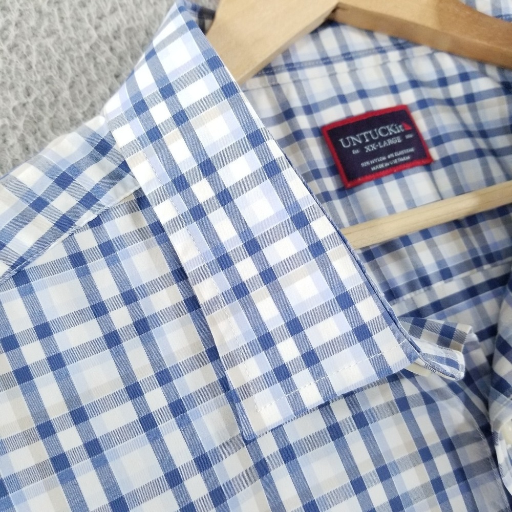 UNTUCKit Shirt Mens XXL Performance Blue Check Nylon Spandex Sport Tech Sardinia